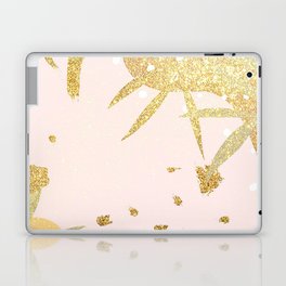 Elegant Abstract Pink Gold Glitter Floral Brushstrokes Laptop Skin