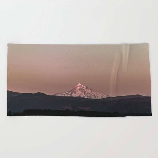 Pastel Peak - Mt. Hood over the Columbia Beach Towel