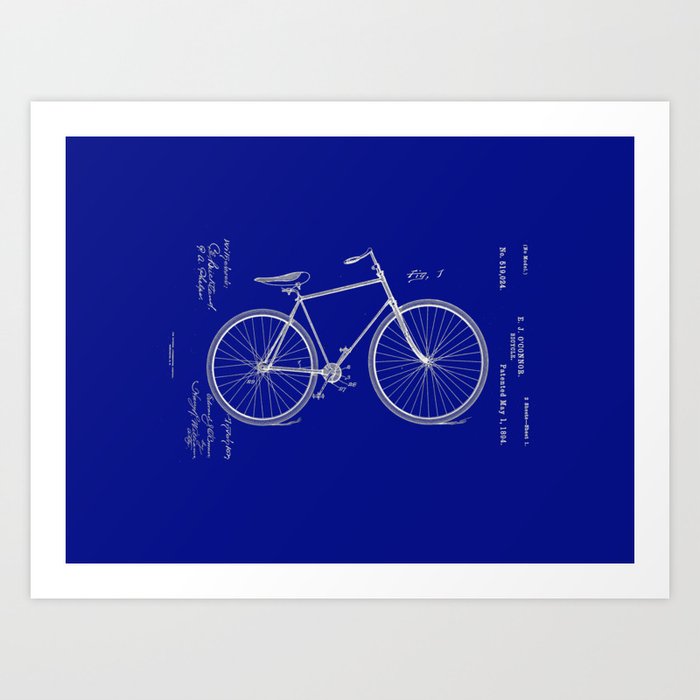 Vintage Bicycle Patent Blueprint Art Print