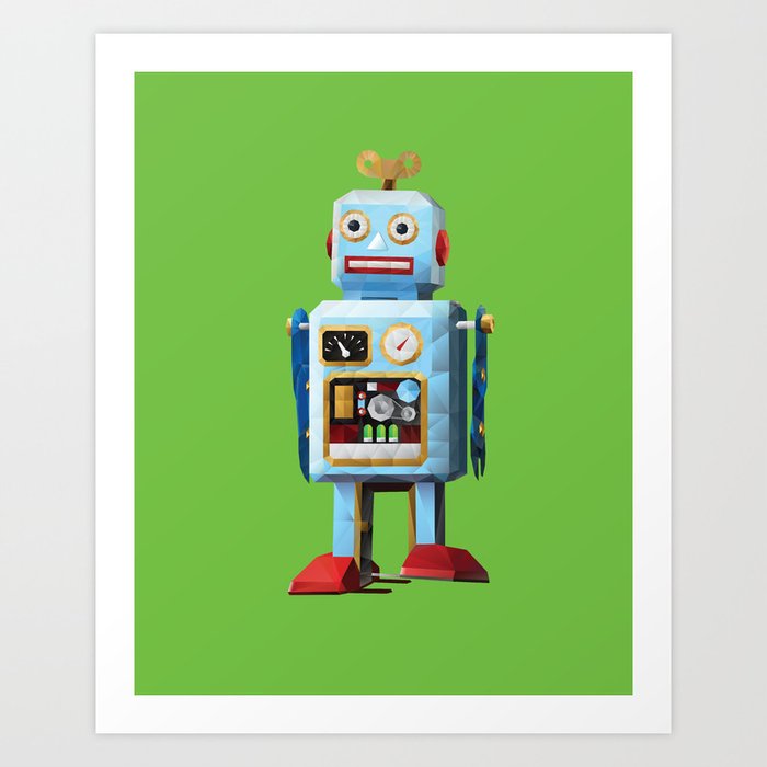 Retro Tin Toy Robot Polygon Art Art Print