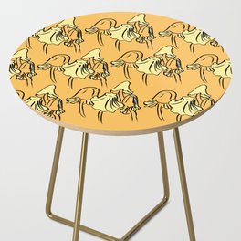Wild Mushrooms: Ink Drawn, Orange and Yellow Background Side Table