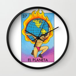 Loteria Mexican Bingo Planet Earth Wall Clock