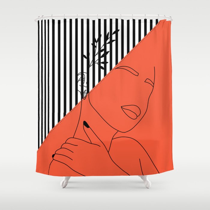 Oriental Abstract Lined Artwork. Shower Curtain