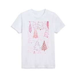 Pink Scribble Christmas Trees - White Kids T Shirt