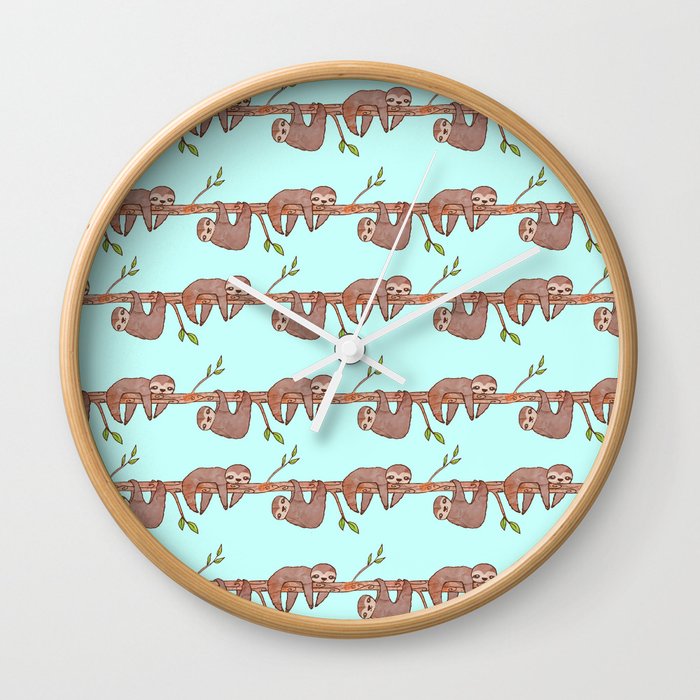 Lazy Baby Sloth Pattern Wall Clock