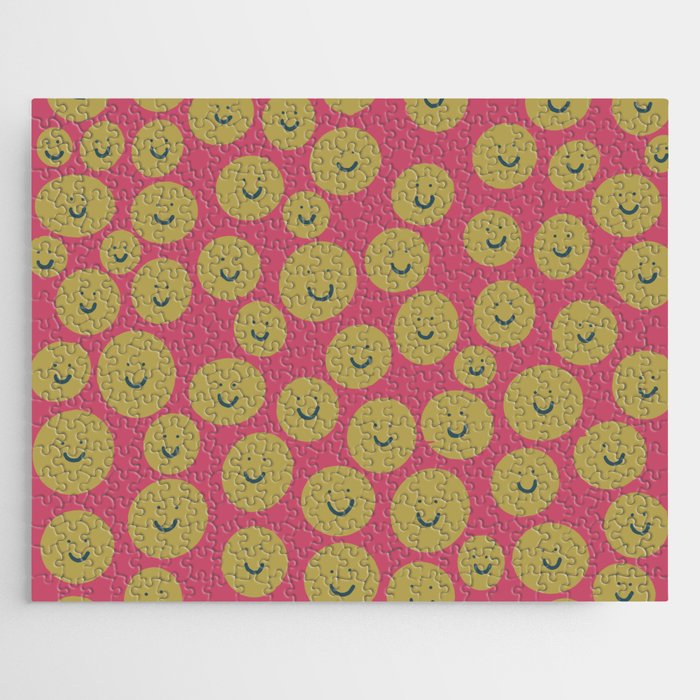 Summer Happy Baby Party - magenta and lime green Jigsaw Puzzle