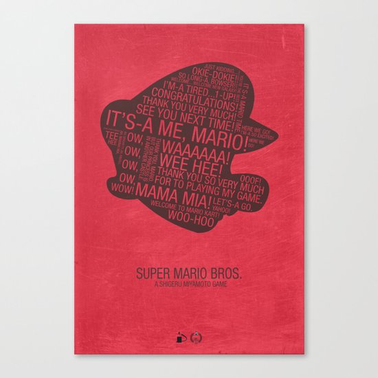 Super Mario Typography Canvas Print