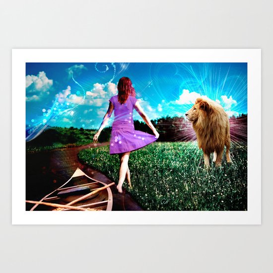 Rivers, Fields & Lions Art Print