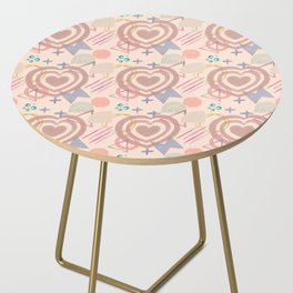 Romantic Pastel Hearts And Geometric Shapes Side Table