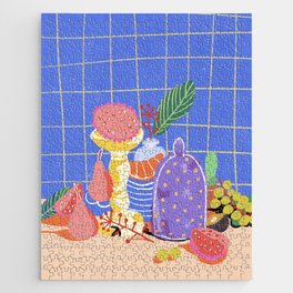 Rainbow still life #2 Jigsaw Puzzle | Still Life, Composition, Curated, Pink, Bright, Modern, Painting, Illustrated, Gigi Rosado, Blue 