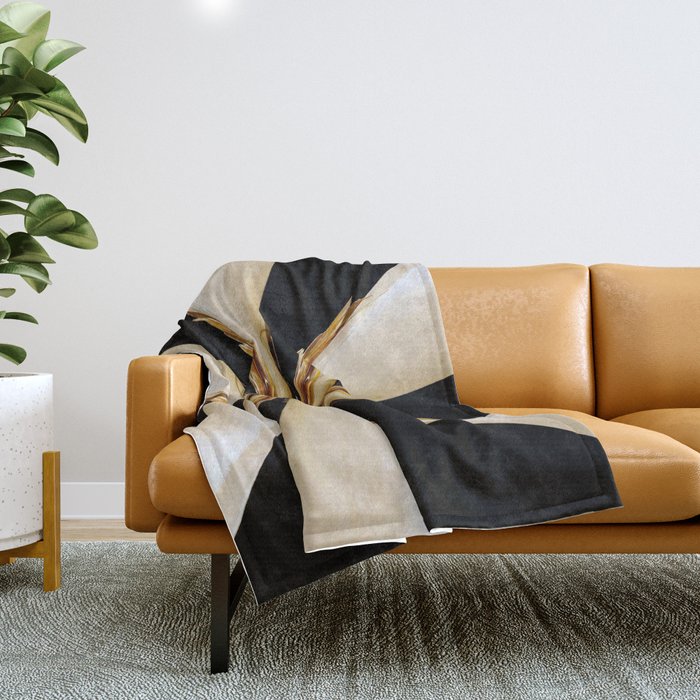 Black White and Gold Star Throw Blanket