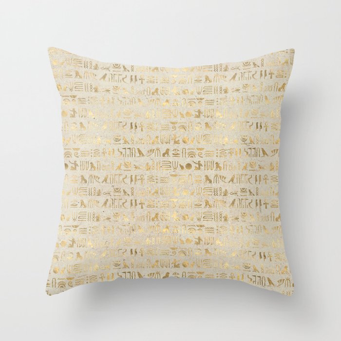 Hieroglyphs Papyrus Throw Pillow