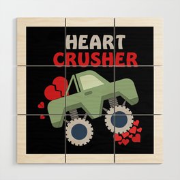 Heart Crush Crusher Truck Hearts Valentines Day Wood Wall Art