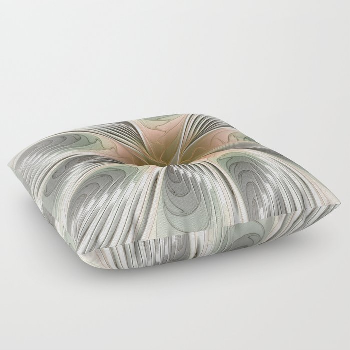 Floral Elegance, Modern Fractal Art Floor Pillow