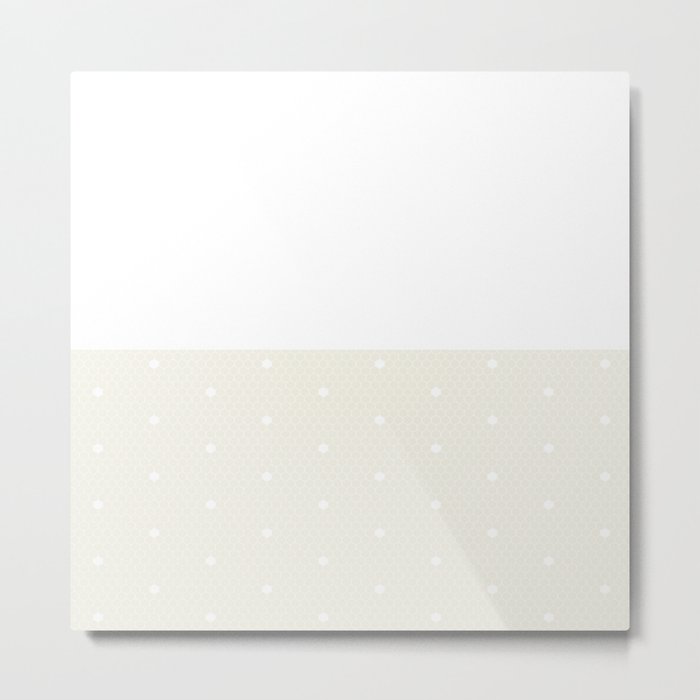 White Polka Dots Lace Horizontal Split on Cream Off-White Metal Print