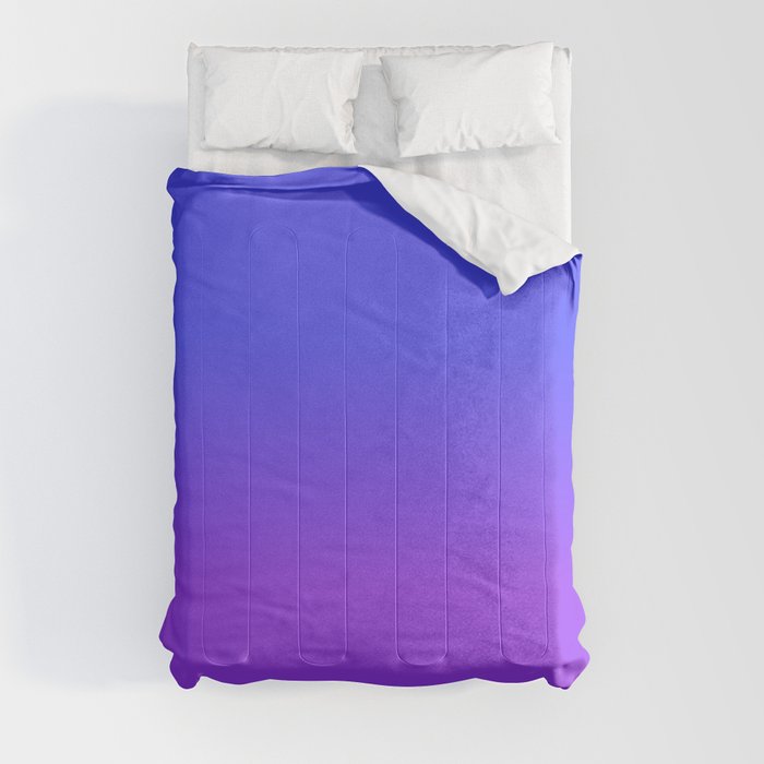 Neon Purple and Bright Neon Blue Ombré Shade Color Fade Comforter