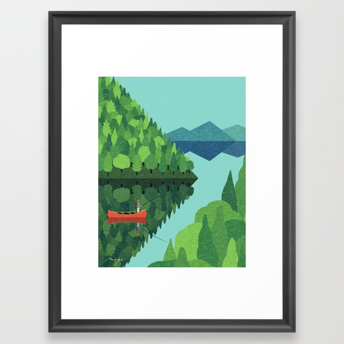 Fishing from a Canoe (2015) Framed Art Print