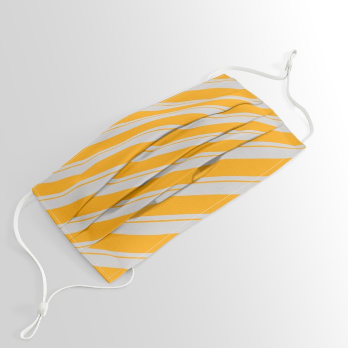 Light Gray & Orange Colored Lines Pattern Face Mask