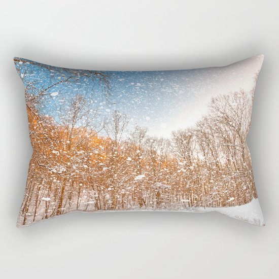 Snow Spattered Winter Forest Rectangular Pillow