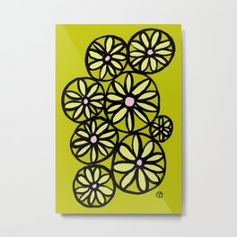 Daisy Power in Lime Green Metal Print