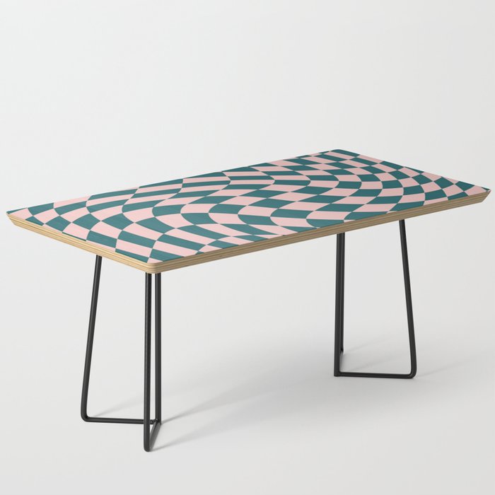 Sage green and pink swirl checker Coffee Table