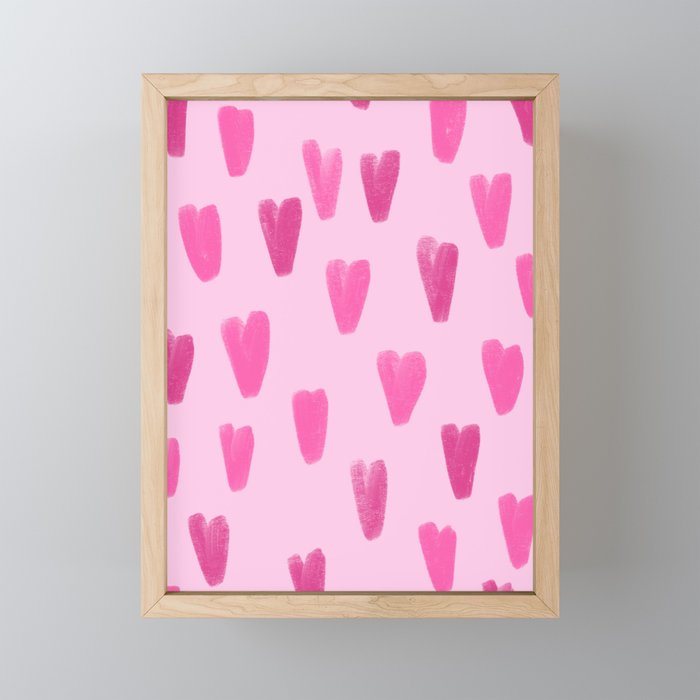 Pink Be My Valentine Hearts  Framed Mini Art Print
