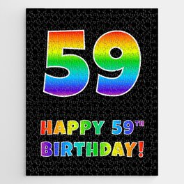 [ Thumbnail: HAPPY 59TH BIRTHDAY - Multicolored Rainbow Spectrum Gradient Jigsaw Puzzle ]