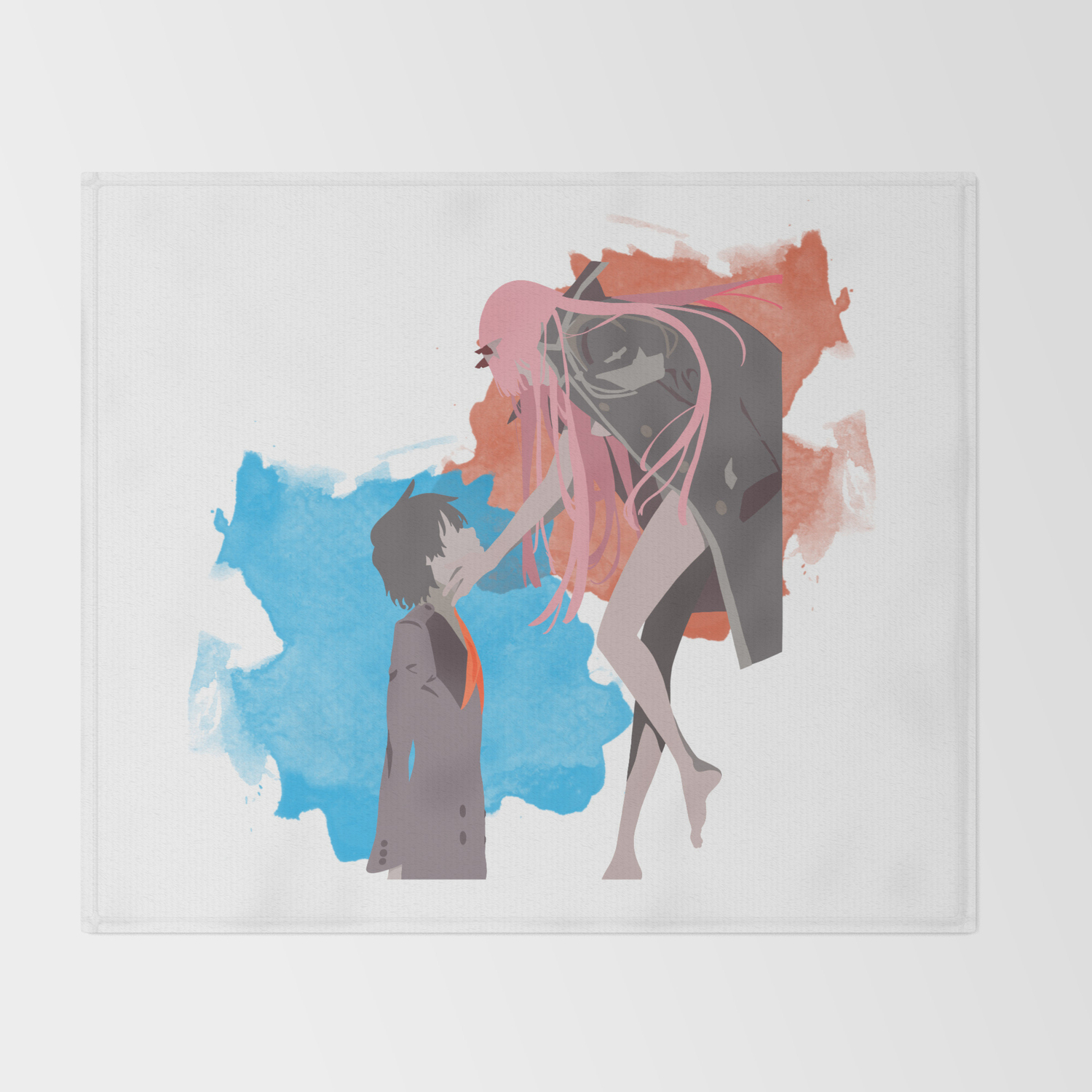 Darling In The Franxx Minimalist Hiro And Zero Two Throw Blanket By Danmcg Society6