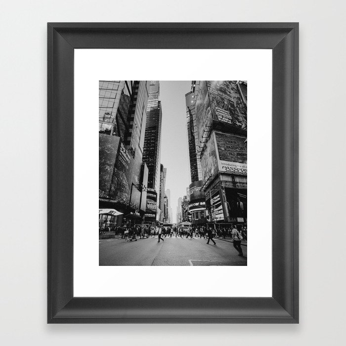 The busy streets of New York City | People crossing NYC crosswalk | Black and white travel photography Framed Art Print