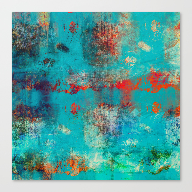Aztec Turquoise Stone Abstract Texture Design Art Canvas Print By