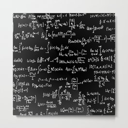 Math Equations // Black Metal Print