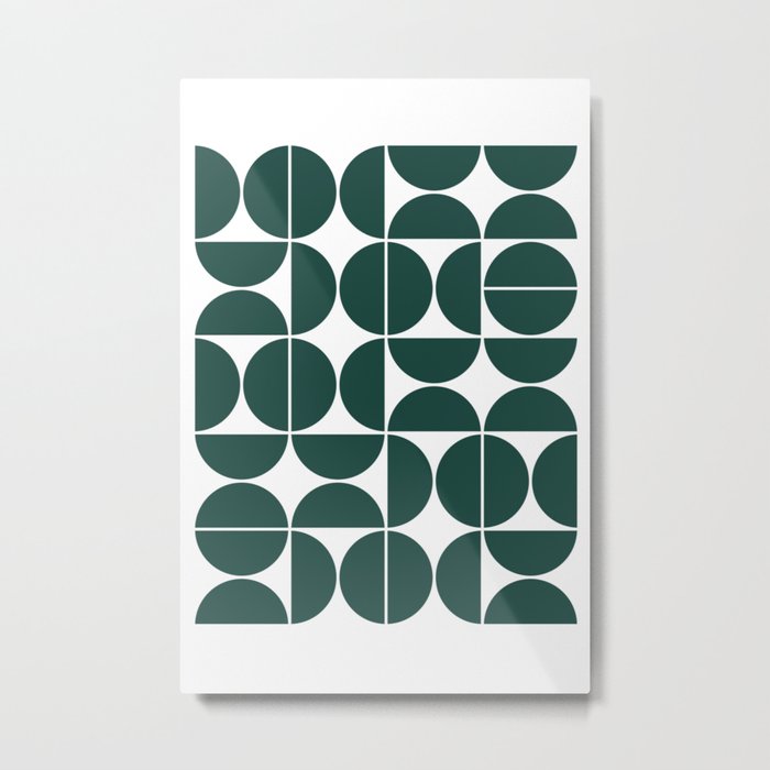 Mid Century Modern Geometric 04 Dark Green Metal Print