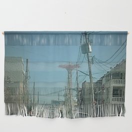 Street View of Coney Island Parachute Wall Hanging