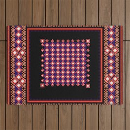 Geometric frame design, Traditional Embroidery pattern, seamless cultural folk art. Outdoor Rug