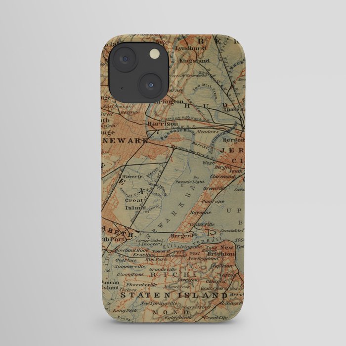 Vintage Jersey City, Newark, Elizabeth NJ Map (1894) iPhone Case