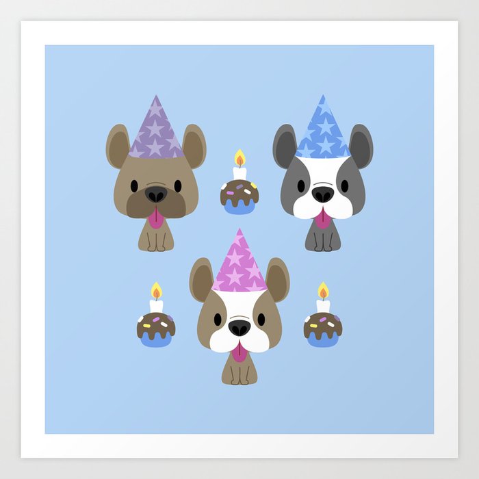 French Bulldog Birthday Party Art Print By Petitspixels Society6