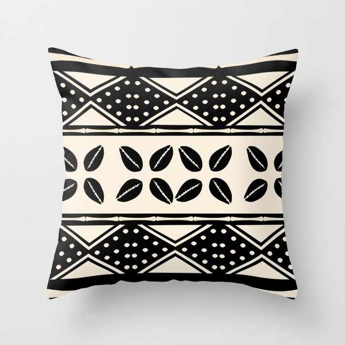 African Abstract Mud Cloth Pattern Throw Pillow