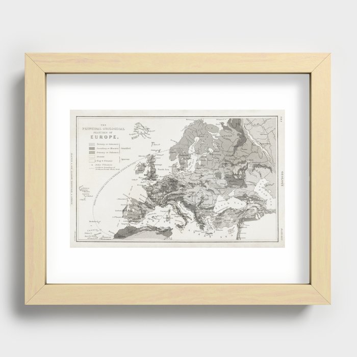 Vintage Map of Europe Recessed Framed Print