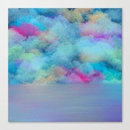 Lakeshore Calm after the Rain 1 Blue Teal Pink Gold - Abstract Art Series Canvas Print