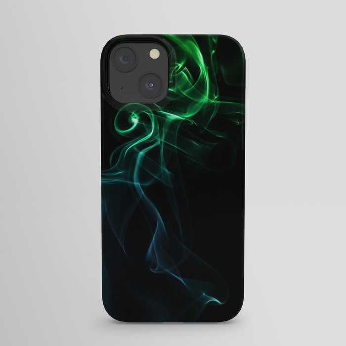 Smoke compositions in green and blue iPhone Case