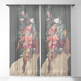 Roses Bloomed every time I Thought of You Sheer Curtain | Surrealism, Curated, Botanical, Floral, Frankmoth, Retro, White, Man, Orange, Digital 