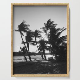 black and white palm trees Serving Tray