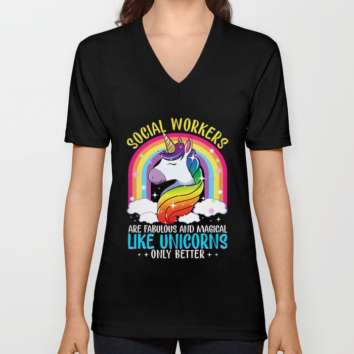 Social Worker Magical Unicorn Appreciation Gift design V Neck T Shirt