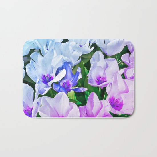Blue Indigo Tulips Bath Mat