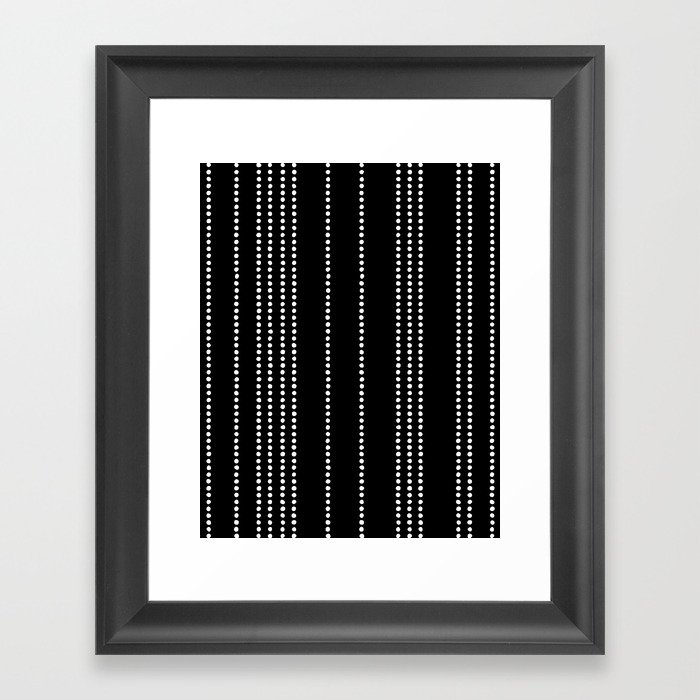 Ethnic Spotted Stripes in Black and White Framed Art Print