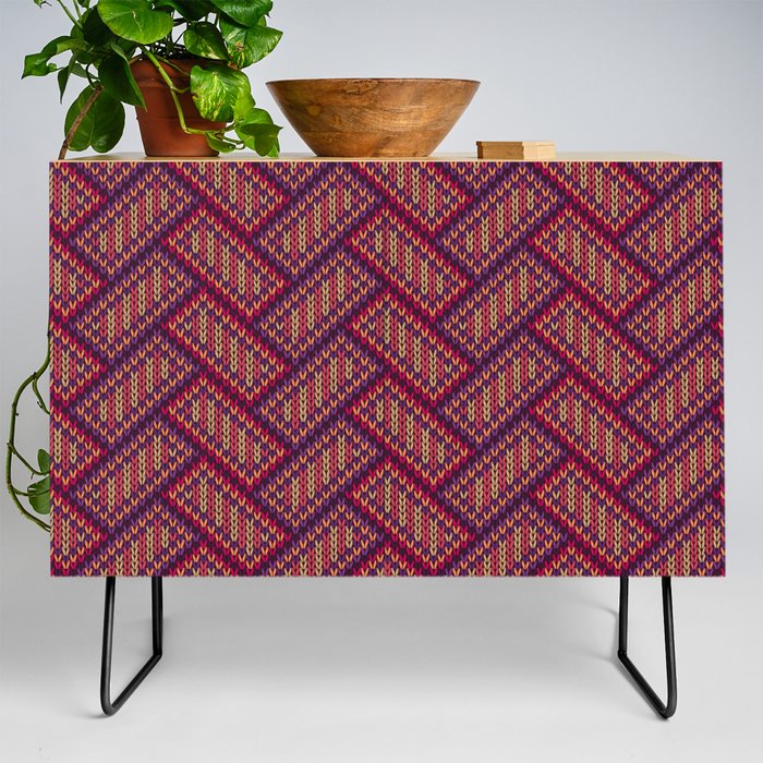 Knitted Textured Pattern Purple Pink Credenza