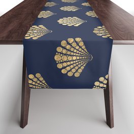 Gold Shells Navy Blue Sea Collection Table Runner