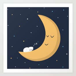 The Cat and the Moon Art Print