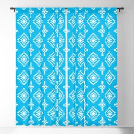 Turquoise and White Native American Tribal Pattern Blackout Curtain