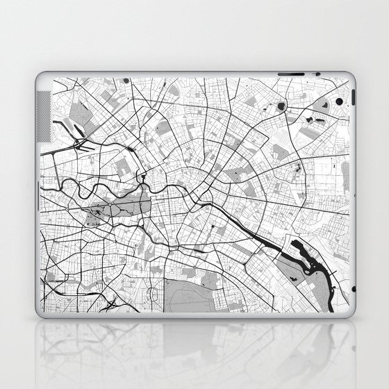 Berlin Map Gray Laptop & iPad Skin